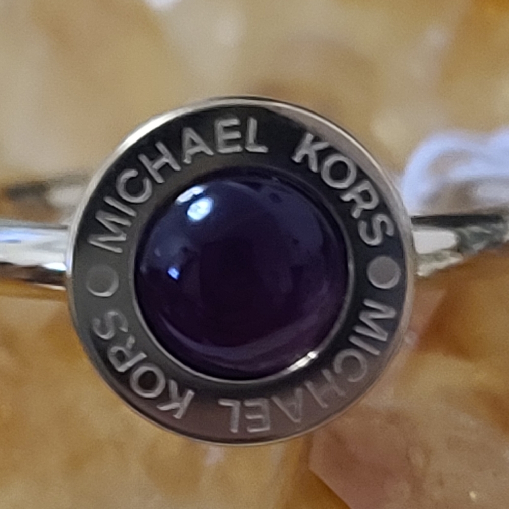 - Michael Kors Logo Purple Acetate Rosegold Ring - Picture 1 of 6